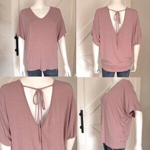 FINAL PRICE! NWOT Tie Back Cut Out V Neck Pinstripe Tunic Bat Wing Tunic Top